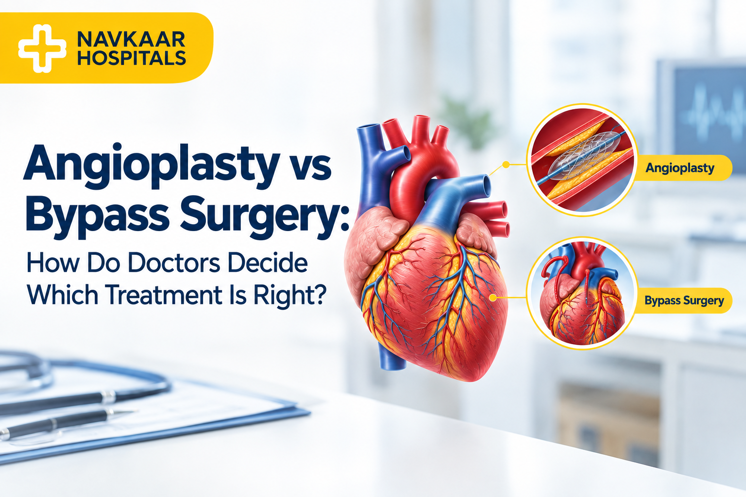 Angioplasty vs bypass surgery for heart blockage treatment