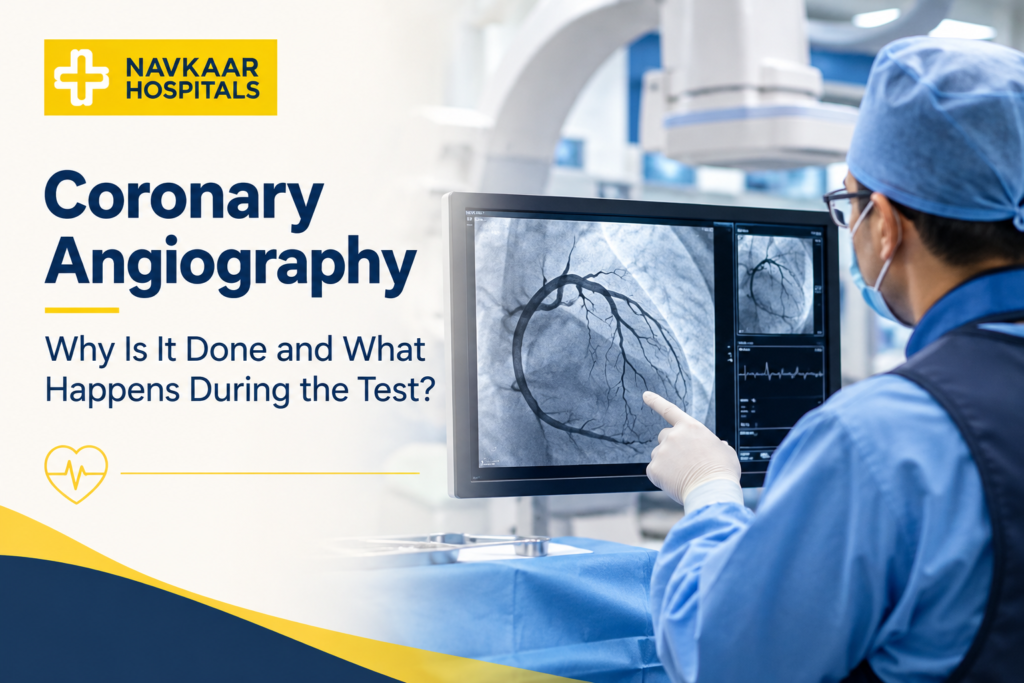 Coronary angiography procedure to detect heart blockages and examine coronary arteries using X-ray imaging.